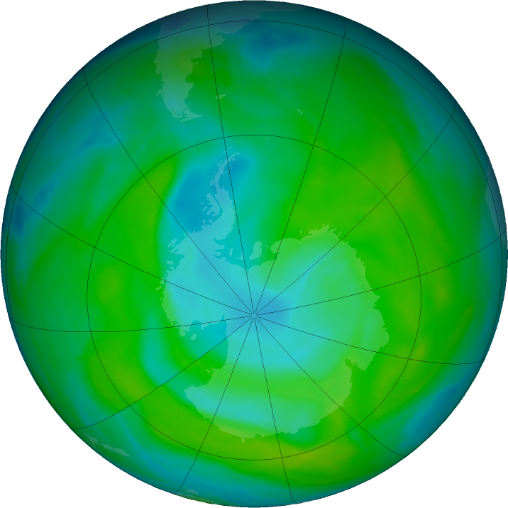 Antarctic ozone map for 14 December 2018
